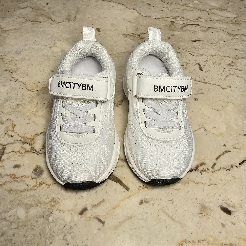 BMCITYBM Kids White Mesh Adjustable Strap Sneakers Shoes Toddler Size 5